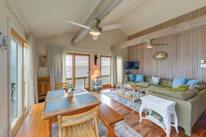 Living Room | Single-Story Cottage | Additional Vacation Rental On-Site