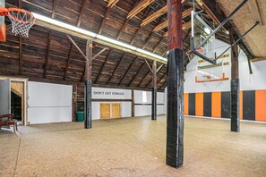 Half Basketball court located in the barn