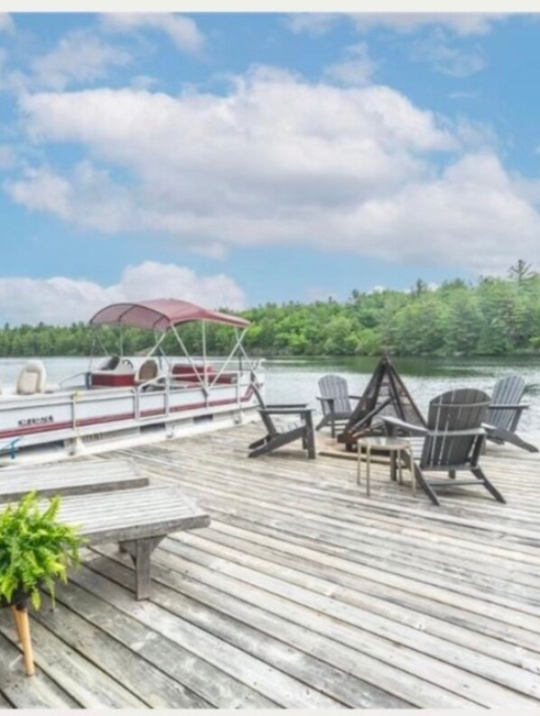 The main dock is a historic crib dock...wide enough to enjoy a fire with friends