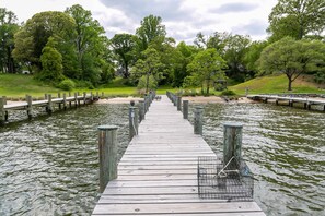 The private pier is perfect for crabbing, fishing and swimming.