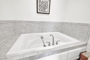 Large soaking tub.