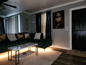 For relaxing and ambiance,  turn on  sofa LED lights.