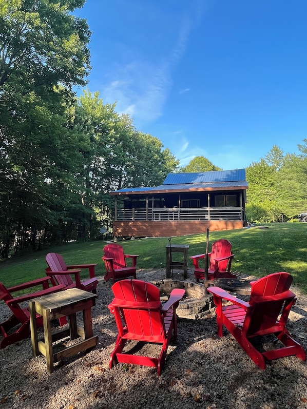 View from Firepit to back of the cabin
