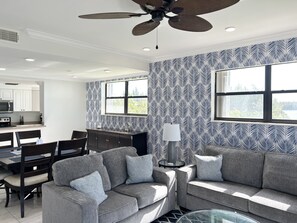 Stylish Living room with bright corner windows