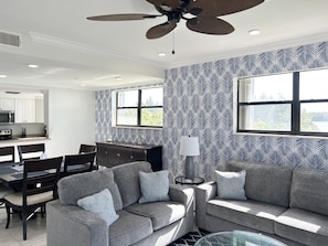 Stylish Living room with bright corner windows