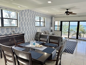 Dining room with unobstructed corner Ocean view
