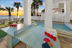 Furnished Pool Deck with Ping Pong Table