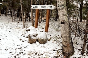 Entrance to paradise. Did you notice the J & B carved heart ❤ on the birch tree?