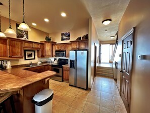 Your home away from home kitchen awaits.  It has everything you'll need to produce some great meals in the mountains!