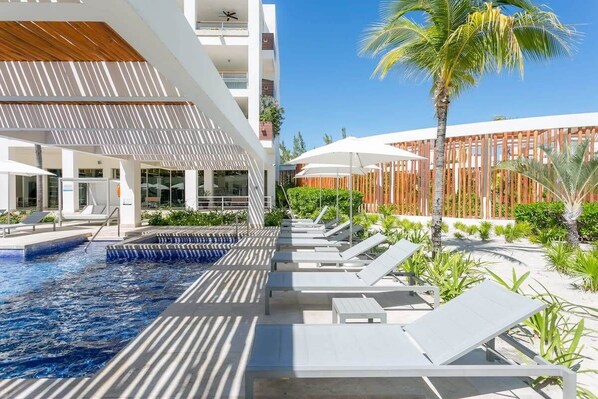 There are also shaded areas when you need a break from the sun