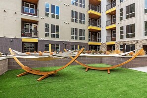 Hangout on the patio in the outdoor hammocks!