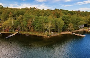 241" of waterfront with two docks and a dry boathouse