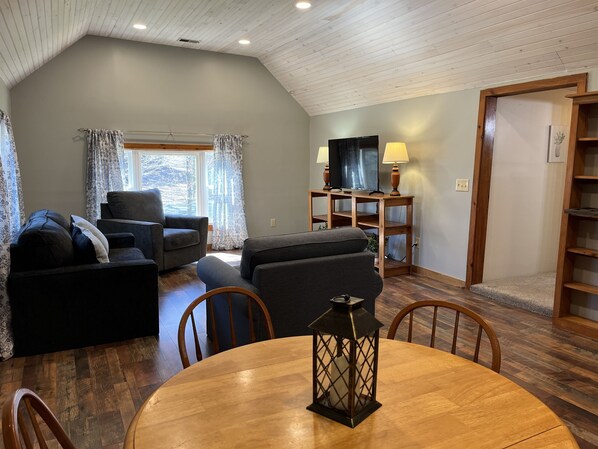 Vaulted ceilings in living area