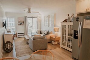 Living room view from open plan kitchen