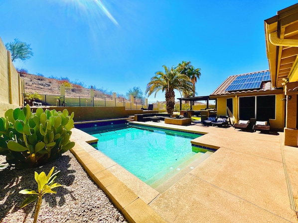 Spectacular pool with sun all day!  Ask to have it heated for your stay.