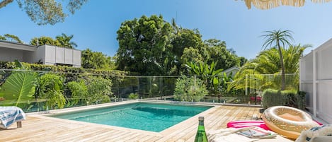 Huge deck and heated pool perfect for year round entertaining