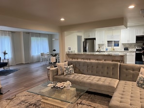 Living room with kitchen view