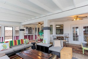 spacious covered patio