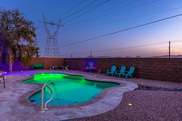 Pool view at night