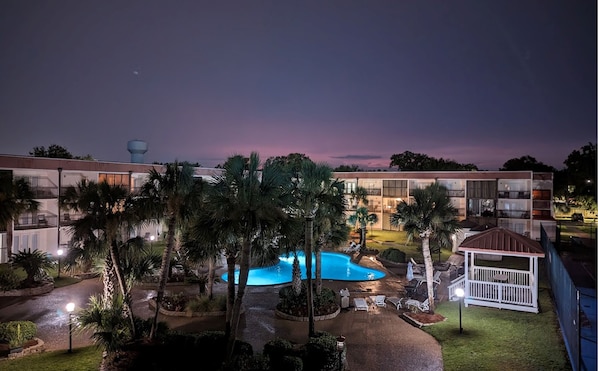 Pool at Night from Balcony