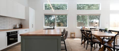 Open plan kitchen and living with spacious island bench