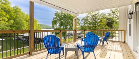 Back deck with a view of the lake.