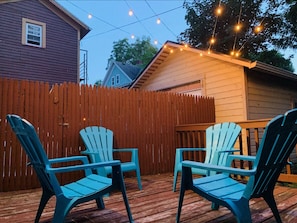 Backyard Patio Deck with String Lights