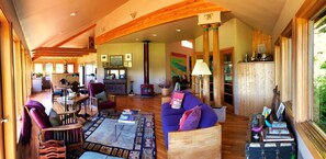 the great room - open living room, dining room, kitchen, with panoramic views