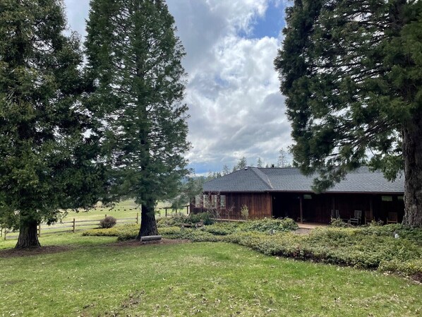 view of the house and lawn area, the nearest neighbor is 1 mile away