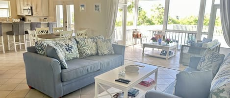 Open Concept Living room with stackable patio doors that disappear into the wall