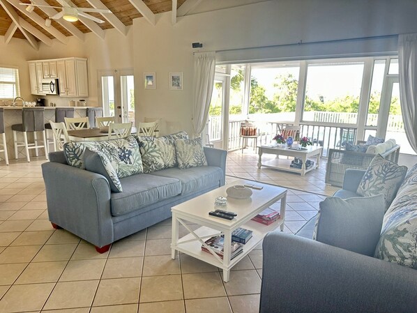 Open Concept Living room with stackable patio doors that disappear into the wall