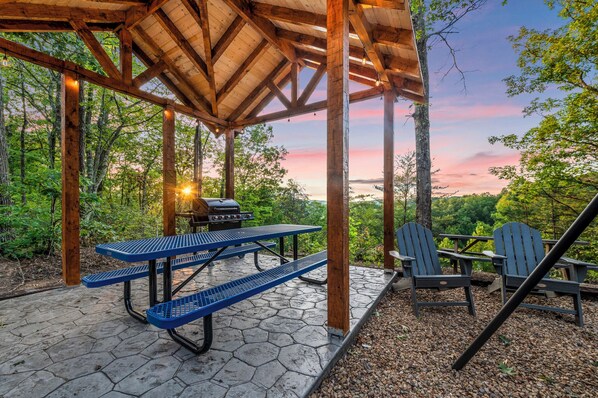 What a way to wake up, watching the sunset with breakfast under the gazebo!