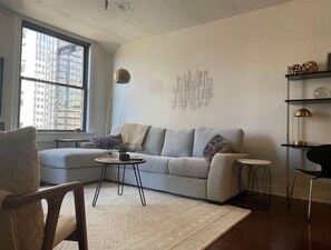 Living room with work space
