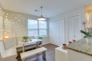 You'll love this fully stocked kitchen with a washer & dryer unit.