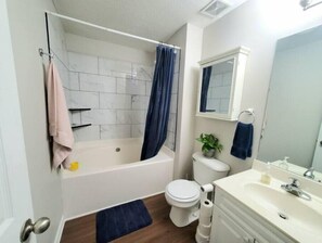 Shower has been newly renovated & features a large Garden Tub to relax in.