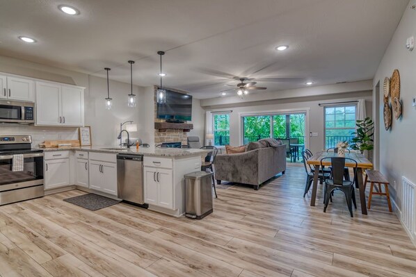 Open concept kitchen and living space for easy entertaining