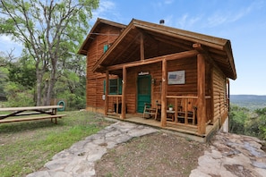 Charming entrance to the log cabin