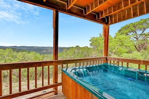 Private hot tub with views of the hill country
