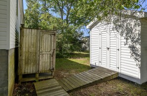 An Outdoor Shower is perfect for rinsing off after a fun-filled day at the Beach.