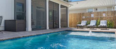 Heated backyard pool 