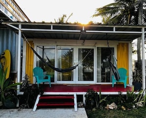 This is our Yellow Room - a container home - tiny home style with everything you need to enjoy a magical weekend.