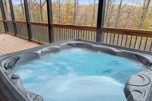 Relax in the bubbling hot tub after a fun day of adventure in the Smokies.