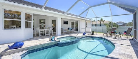 Blue Fish Pool Area with Southern Facing Pool and Jacuzzi