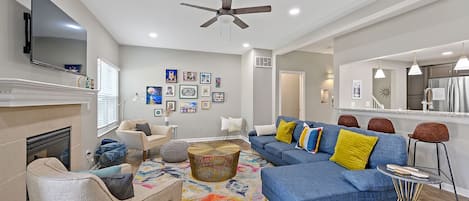 Living Room with Fireplace and Access to Patio 