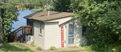 2 level cabin right next to waters edge 