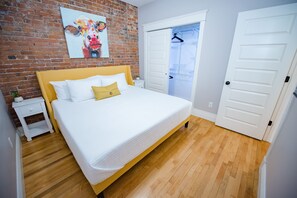 A cozy room, King bed with a memory foam mattress, Smart TV and large closet!