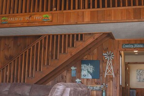 Living room staircase view