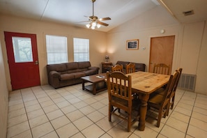 Living + dining area view