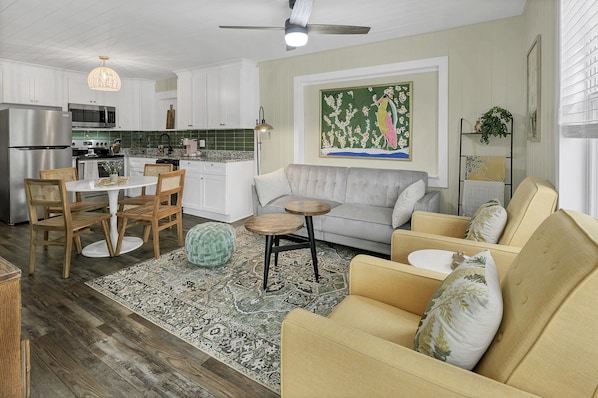 Living and dining areas