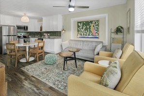 Living and dining areas